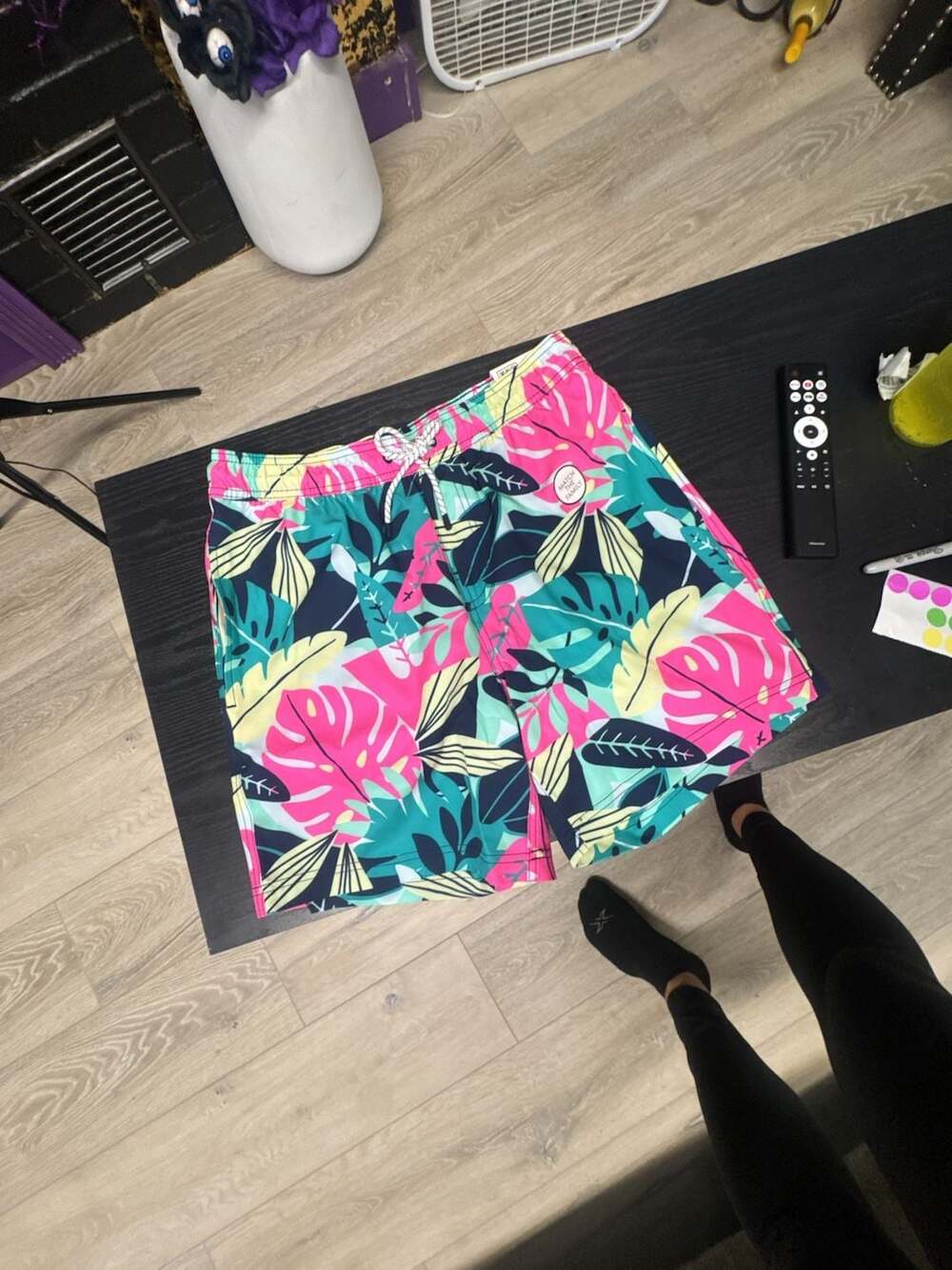Member's Mark Resort Swim Trunk Size M Tropical Leaf Print